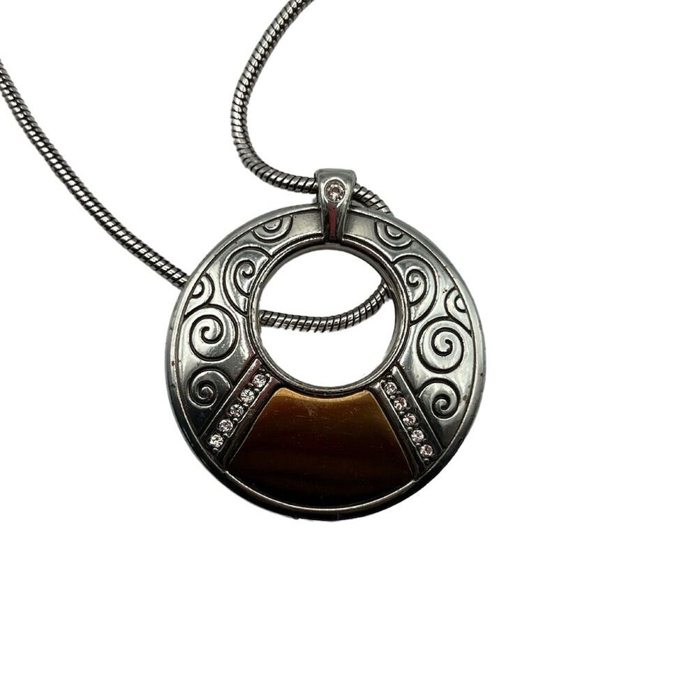 Brighton Wiltern Black Gold Crystal Reversible Pendant Necklace Retired - Picture 4 of 4